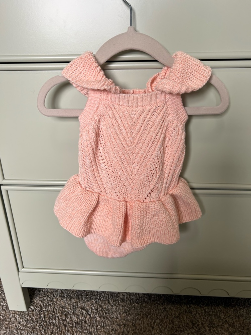 Nicole Miller Peach Pink Knit Ruffle One-Piece Bodysuit